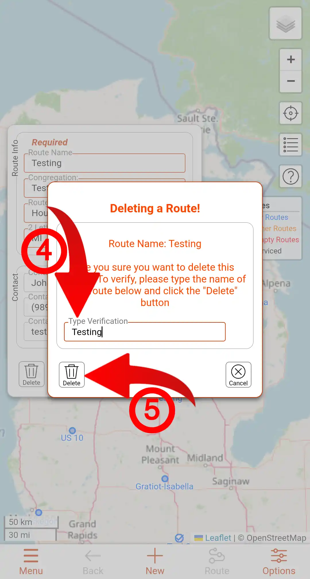 Delete Route Workflow Image 3