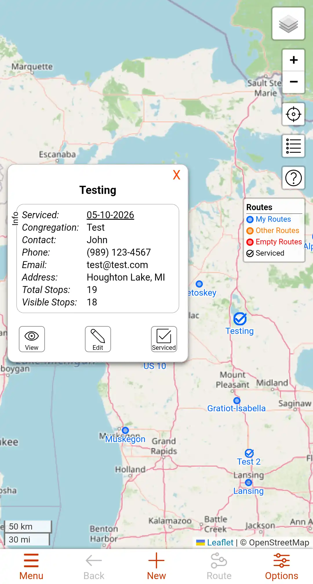Image of the Route Dialog