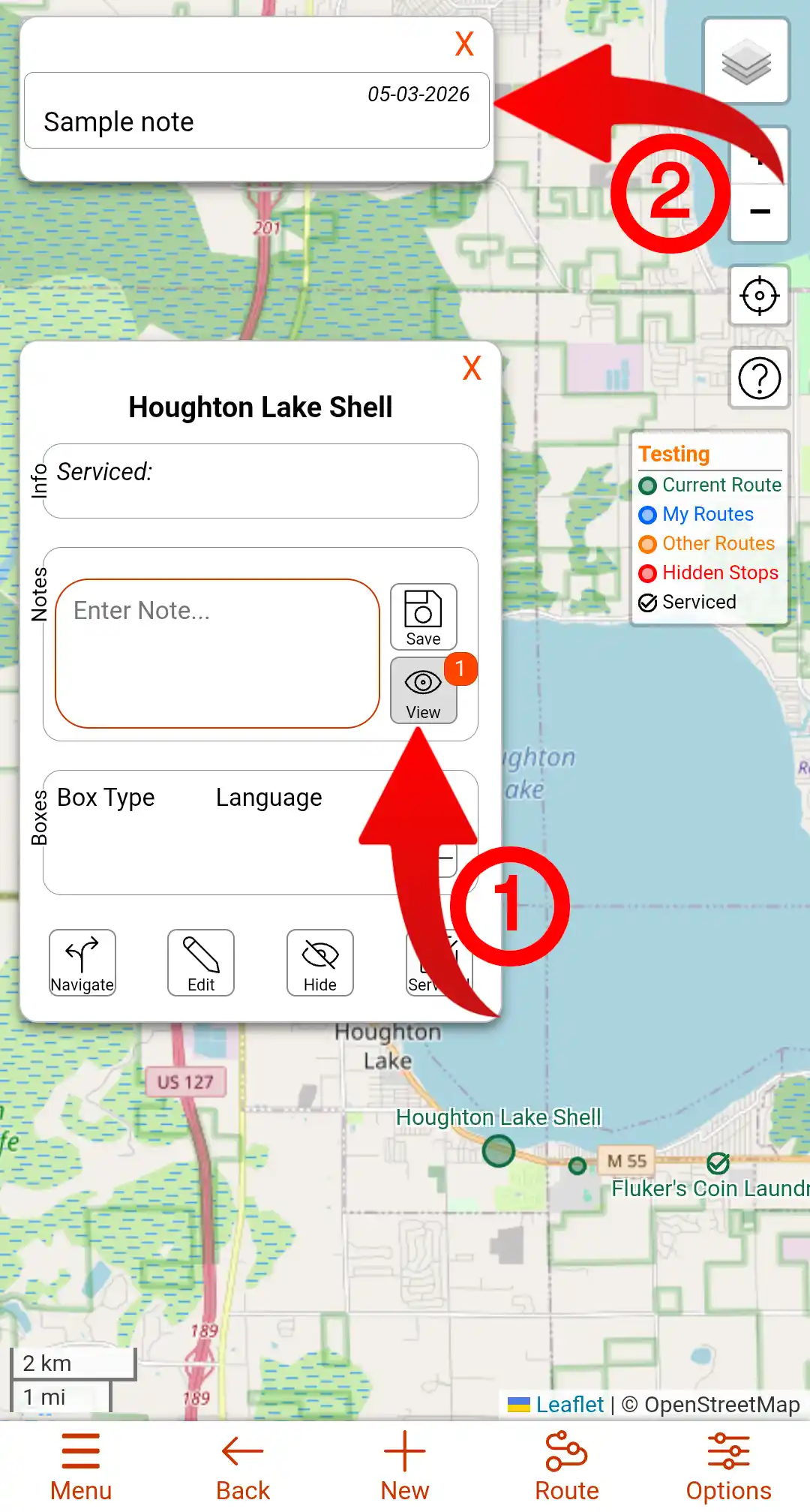 Image of how to View Stop Notes